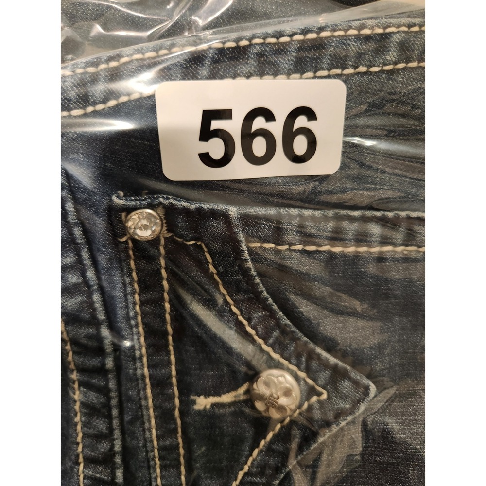 Women’s Distressed Bootcut Jeans - Dark Blue - Picture 12 of 12
